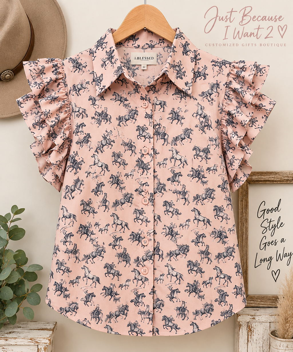 Pretty in Pink Rodeo Ruffle Top