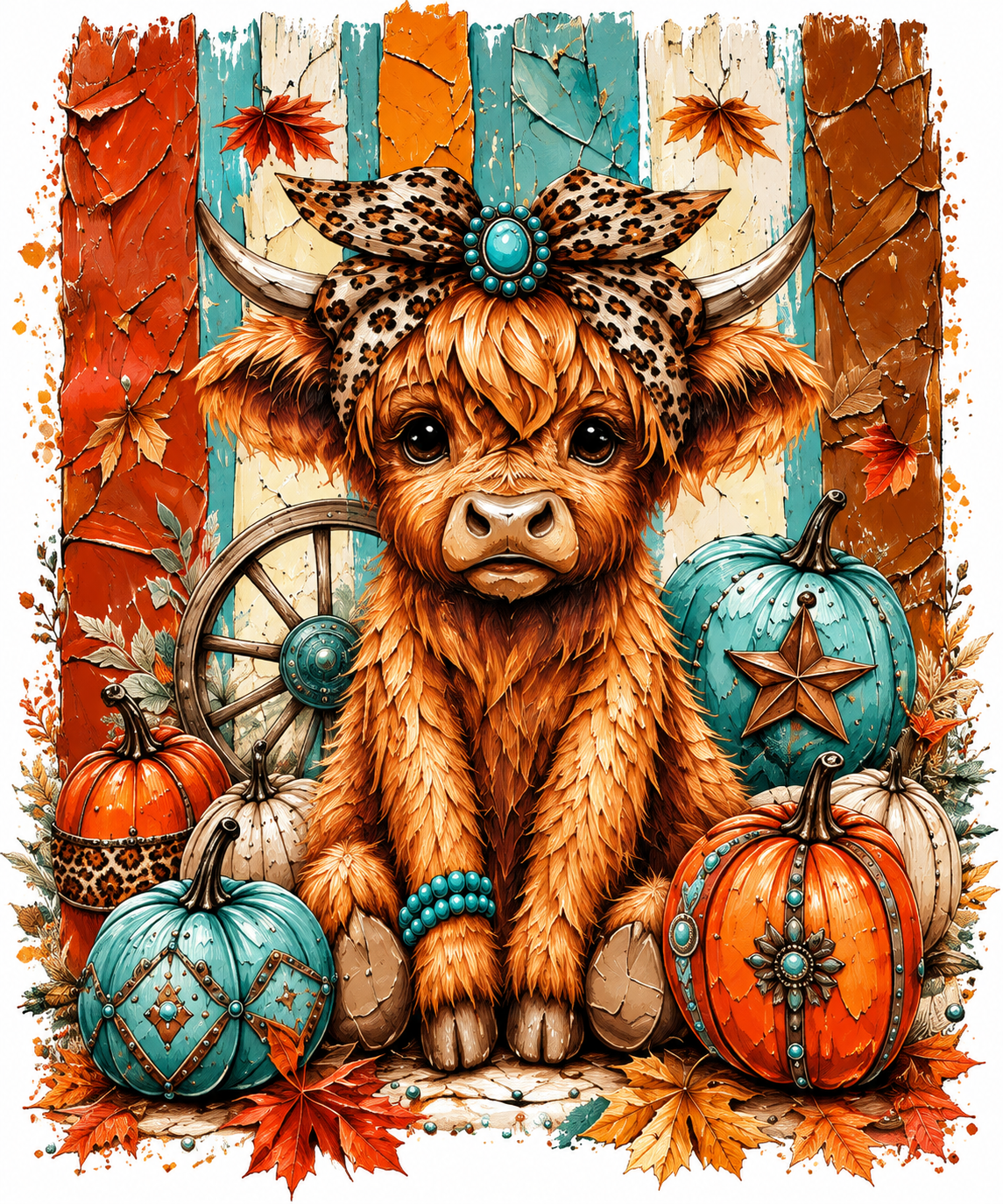 Western Fall Highland Cow Tee 🩵🎃