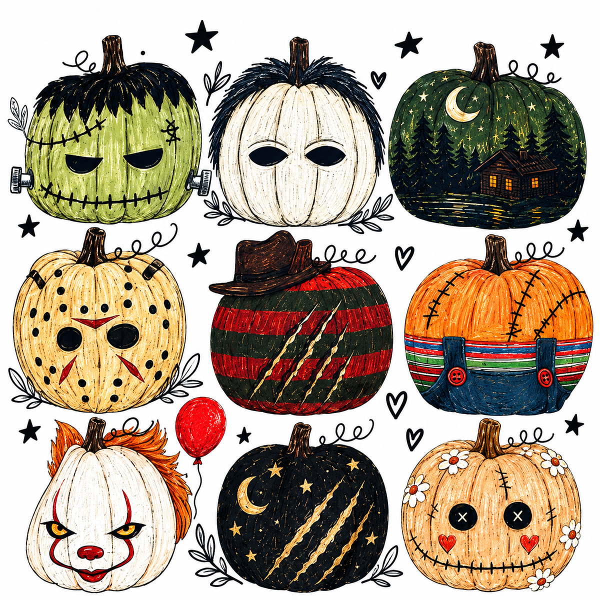 HORROR PUMPKINS HALLOWEEN TEE