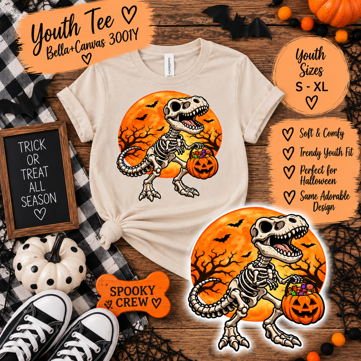 Trick-or-Treat T-Rex Halloween Tee